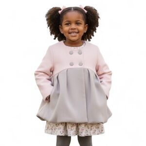 Tahari Pink and Grey Double Breasted Coat Girls Size 4T